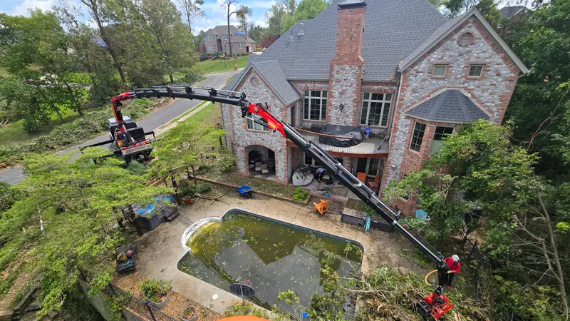 Elite Tree Service crane-assisted tree removal